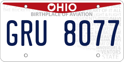 OH license plate GRU8077