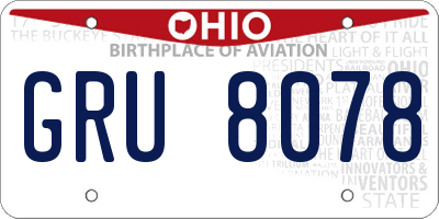 OH license plate GRU8078