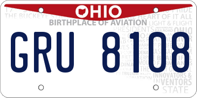 OH license plate GRU8108