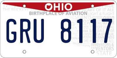 OH license plate GRU8117