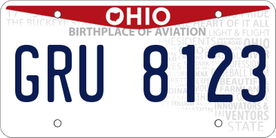 OH license plate GRU8123