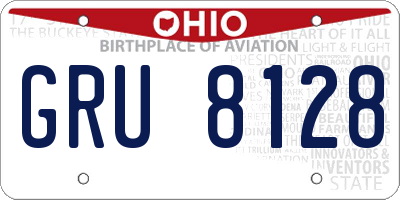 OH license plate GRU8128