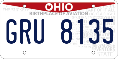 OH license plate GRU8135