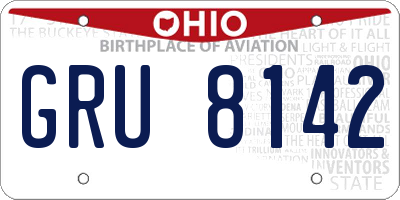 OH license plate GRU8142
