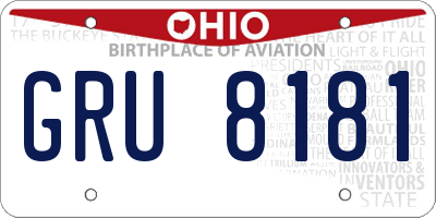 OH license plate GRU8181