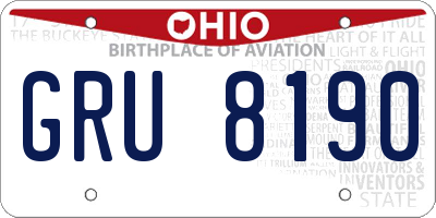 OH license plate GRU8190