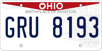 OH license plate GRU8193