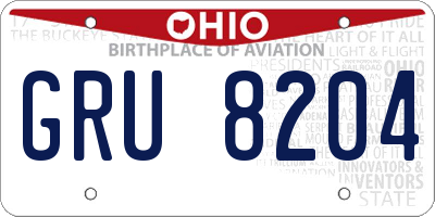 OH license plate GRU8204