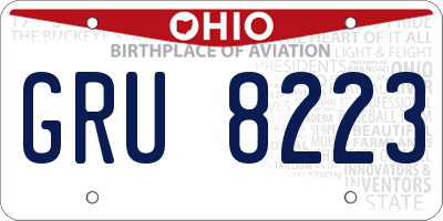 OH license plate GRU8223