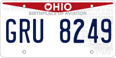 OH license plate GRU8249