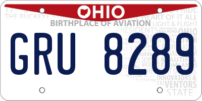 OH license plate GRU8289