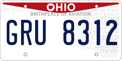 OH license plate GRU8312