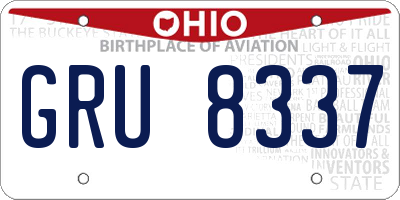 OH license plate GRU8337