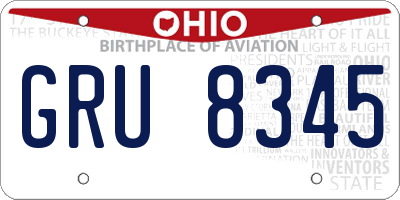 OH license plate GRU8345
