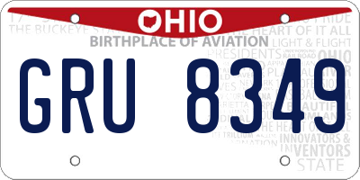 OH license plate GRU8349