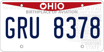 OH license plate GRU8378