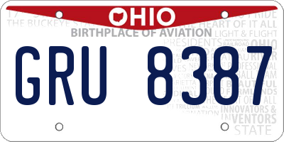 OH license plate GRU8387
