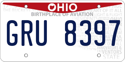 OH license plate GRU8397