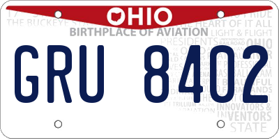 OH license plate GRU8402