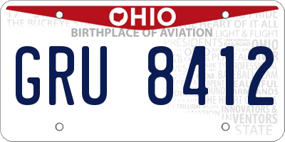 OH license plate GRU8412