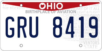 OH license plate GRU8419