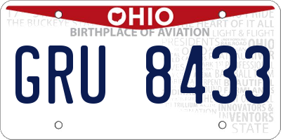 OH license plate GRU8433