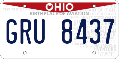 OH license plate GRU8437