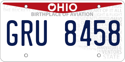 OH license plate GRU8458