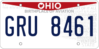 OH license plate GRU8461