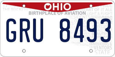 OH license plate GRU8493