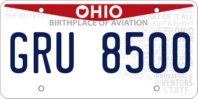 OH license plate GRU8500