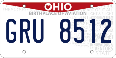 OH license plate GRU8512