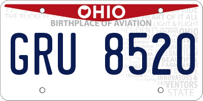 OH license plate GRU8520