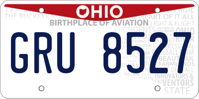 OH license plate GRU8527