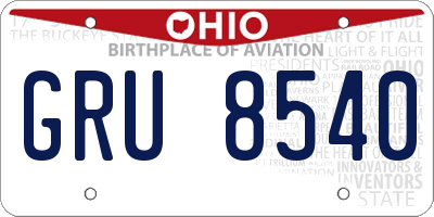 OH license plate GRU8540