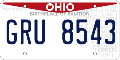 OH license plate GRU8543