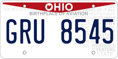 OH license plate GRU8545