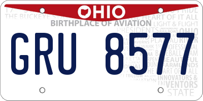 OH license plate GRU8577
