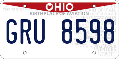 OH license plate GRU8598