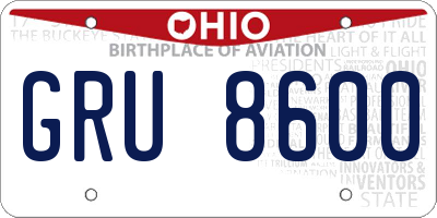 OH license plate GRU8600