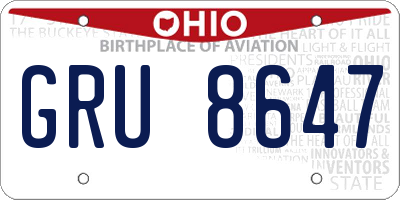 OH license plate GRU8647
