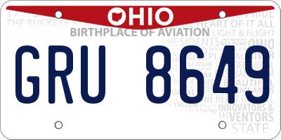 OH license plate GRU8649