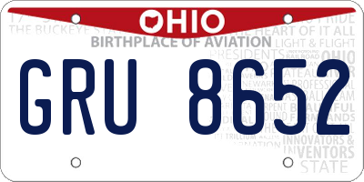 OH license plate GRU8652