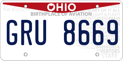 OH license plate GRU8669