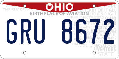 OH license plate GRU8672