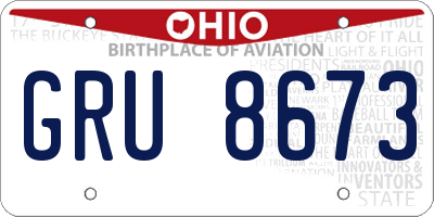 OH license plate GRU8673