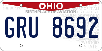 OH license plate GRU8692
