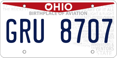 OH license plate GRU8707