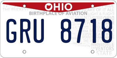OH license plate GRU8718