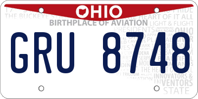 OH license plate GRU8748